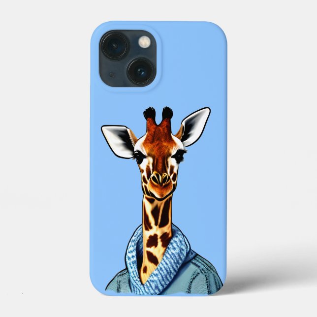 Cute Giraffe Wearing a Denim Jacket Case-Mate iPhone Case (Back)