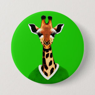 Cute Giraffe Wearing a Green Sweater 3 Inch Round Button