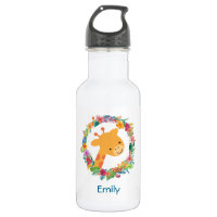 Cute Giraffe with a Floral Wreath Personalized