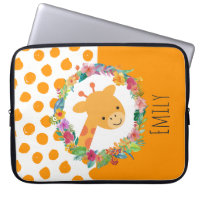 Cute Giraffe with a Floral Wreath Personalized