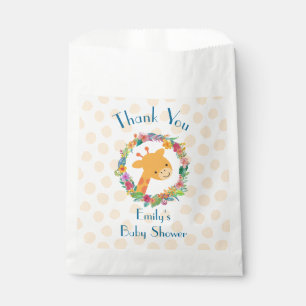 Cute Giraffe with a Floral Wreath Thank You Favour Bag