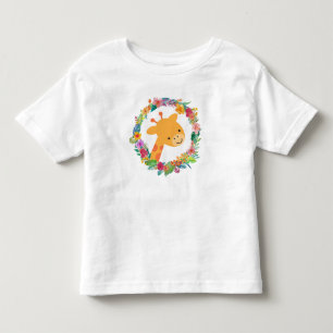 Cute Giraffe with a Watercolor Floral Wreath Toddler T-shirt