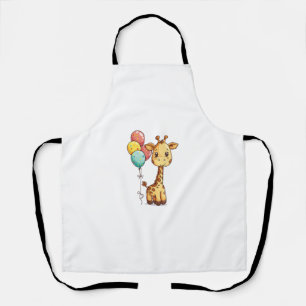 Cute Giraffe With Balloons Apron