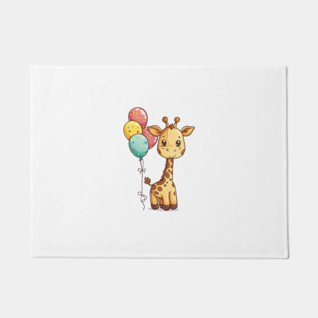 Cute Giraffe With Balloons  Doormat (Front)