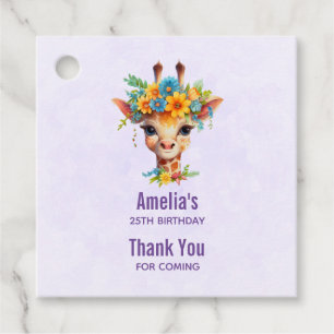 Cute Giraffe with Floral Crown Favour Tags