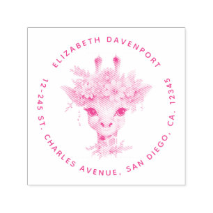 Cute Giraffe with Floral Crown Self-inking Stamp