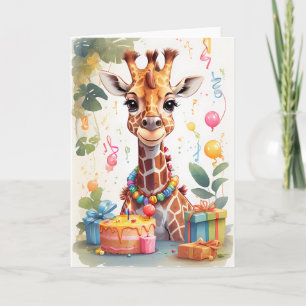 Cute giraffe with lots of presents   Card