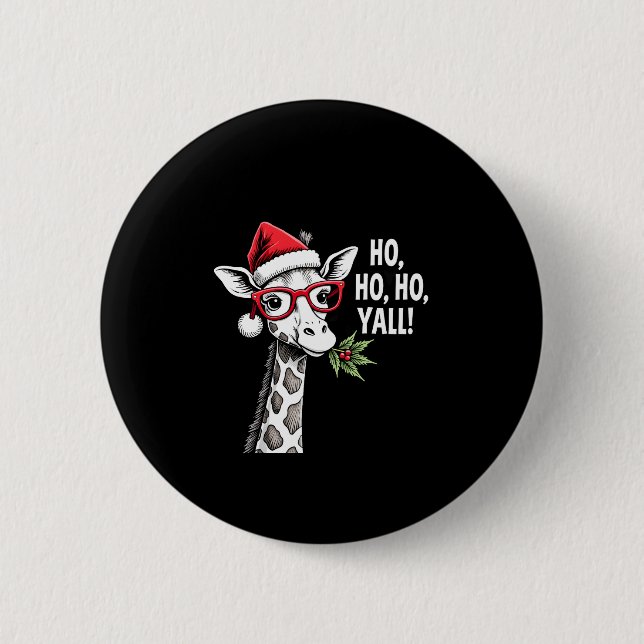Cute Giraffe With Santa Hat Merry Xmas Giraffe Lov 2 Inch Round Button (Front)