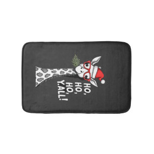 Cute Giraffe With Santa Hat Merry Xmas Giraffe Lov Bath Mat