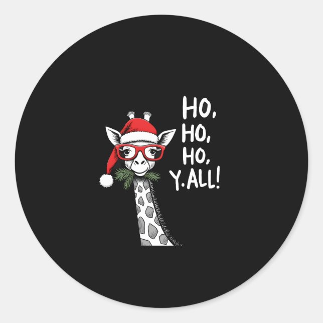 Cute Giraffe With Santa Hat Merry Xmas Giraffe Lov Classic Round Sticker (Front)