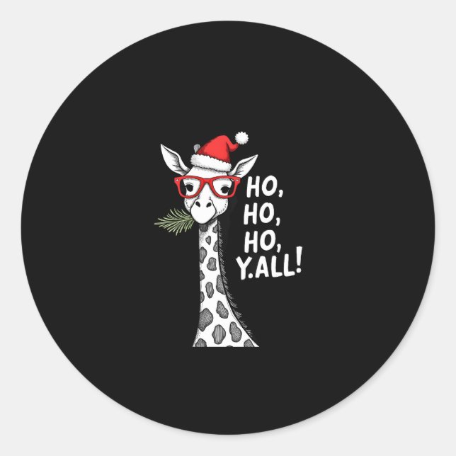 Cute Giraffe With Santa Hat Merry Xmas Giraffe Lov Classic Round Sticker (Front)