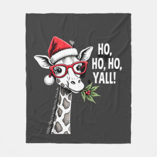 Cute Giraffe With Santa Hat Merry Xmas Giraffe Lov Fleece Blanket