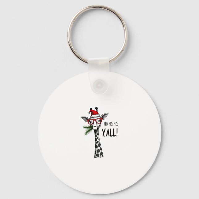 Cute Giraffe With Santa Hat Merry Xmas Giraffe Lov Keychain (Front)