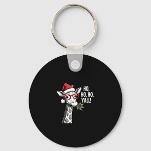 Cute Giraffe With Santa Hat Merry Xmas Giraffe Lov Keychain