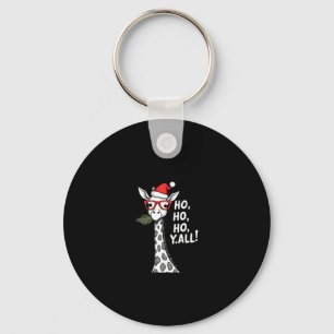 Cute Giraffe With Santa Hat Merry Xmas Giraffe Lov Keychain