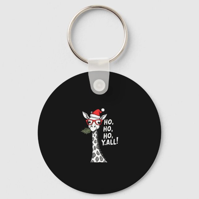 Cute Giraffe With Santa Hat Merry Xmas Giraffe Lov Keychain (Front)