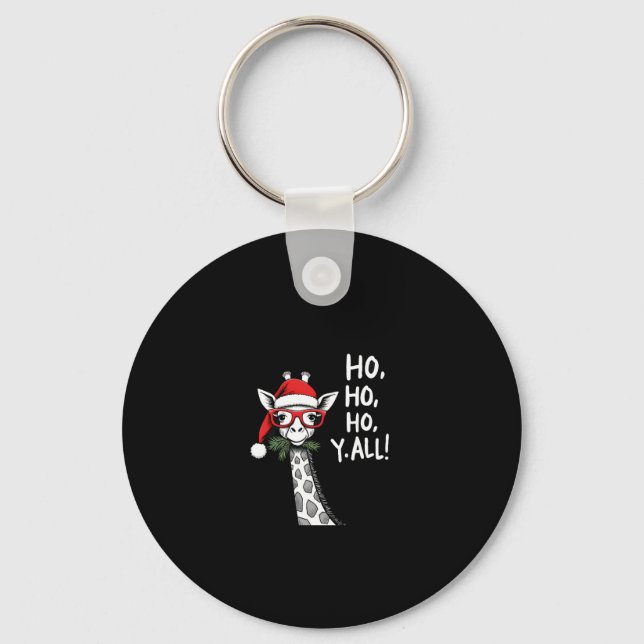 Cute Giraffe With Santa Hat Merry Xmas Giraffe Lov Keychain (Front)