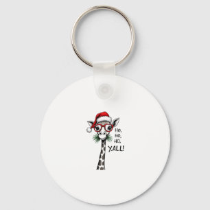 Cute Giraffe With Santa Hat Merry Xmas Giraffe Lov Keychain