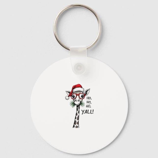 Cute Giraffe With Santa Hat Merry Xmas Giraffe Lov Keychain (Front)