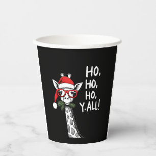 Cute Giraffe With Santa Hat Merry Xmas Giraffe Lov Paper Cups
