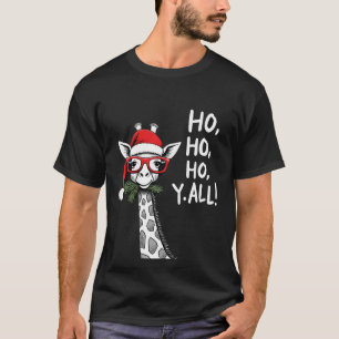Cute Giraffe With Santa Hat Merry Xmas Giraffe Lov T-Shirt