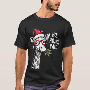 Cute Giraffe With Santa Hat Merry Xmas Giraffe Lov T-Shirt