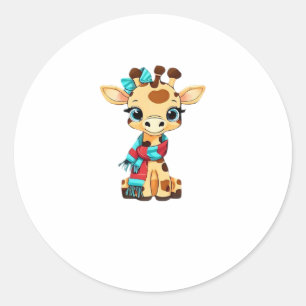Cute Giraffe with Scarf Back to School Classic T-S Classic Round Sticker