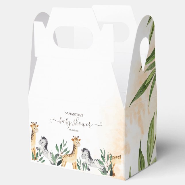 Cute Giraffe,Zebra Leaves Baby Shower    Favor Box (Opened)