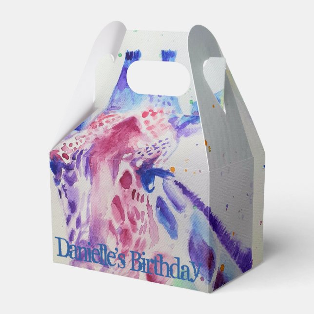 Cute Giraffe Zoo Animal Birthday Cake Favor Box (Front Side)