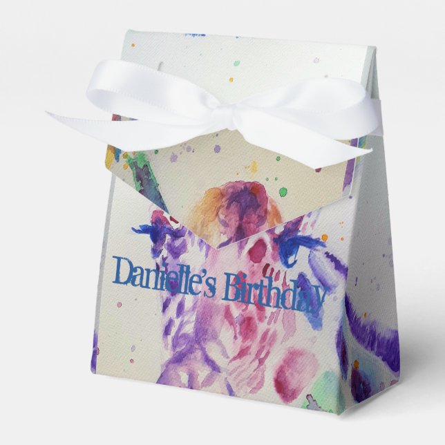 Cute Giraffe Zoo Animal Birthday Cake Favour Box (Front Side)