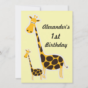 Cute Giraffes Baby 1st Birthday Party Invitation