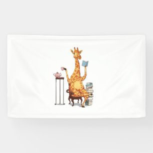 Cute Giraffes, Books and Tea Gift Banner