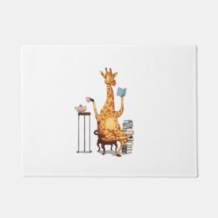 Cute Giraffes, Books and Tea Gift Doormat
