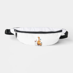 Cute Giraffes, Books and Tea Gift Fanny Pack