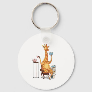 Cute Giraffes, Books and Tea Gift   Keychain