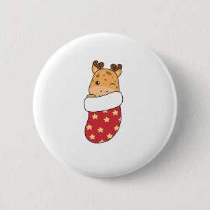 Cute Giraffes In Christmas Sock For Christmas Gira 2 Inch Round Button