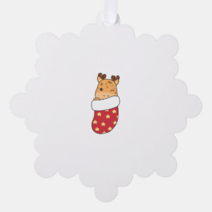 Cute Giraffes In Christmas Sock For Christmas Gira Ornament Card