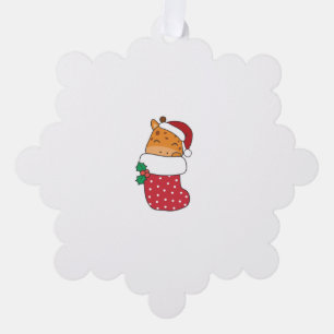 Cute Giraffes In Christmas Sock For Christmas Gira Ornament Card
