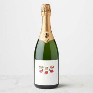Cute Giraffes In Christmas Sock For Christmas Gira Sparkling Wine Label