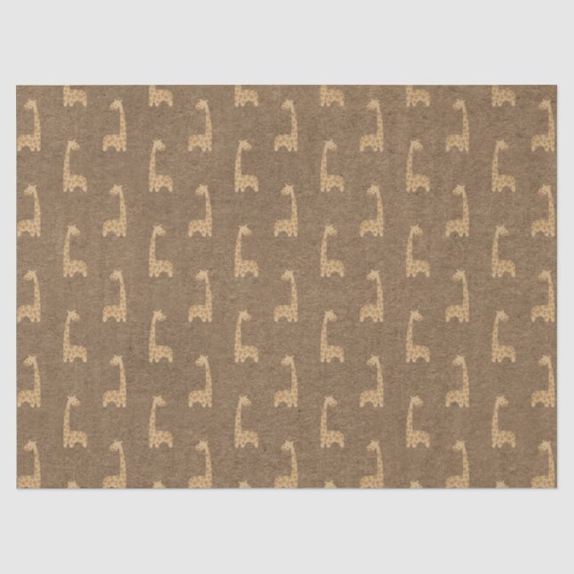 Cute Giraffes on Brown Decoupage Tissue Paper (Front)