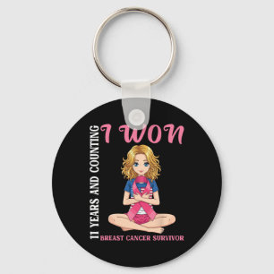 Cute Girl 11 Years And Counting I Won Breast Cance Keychain
