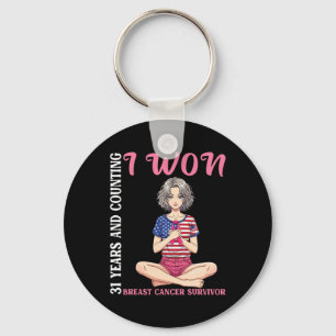 Cute Girl 31 Years And Counting I Won Breast Cance Keychain