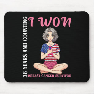 Cute Girl 36 Years And Counting I Won Breast Cance Mouse Pad
