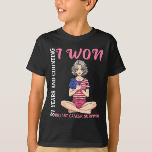 Cute Girl 37 Years And Counting I Won Breast Cance T-Shirt