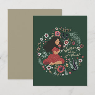 Cute Girl and Flowers - Bloom Where You're Planted Card