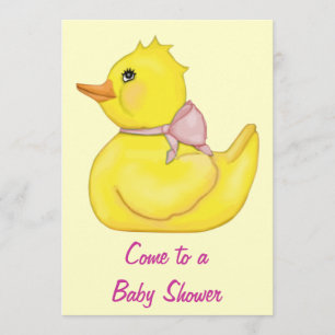 Cute Girl Baby Duck Shower Invitation