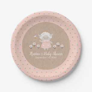 Cute Girl Baby Shower Paper Plate