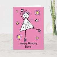 Cute Girl Ballet Dancer Pink Birthday