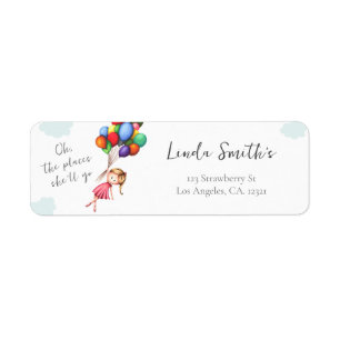 Cute Girl Balloons Return Address