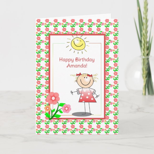 Cute Girl Birthday Card (Front)